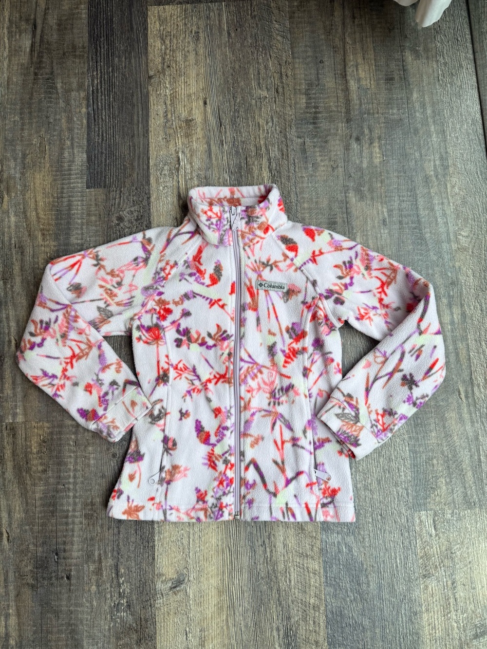 Columbia Kids Fleece Sweater Size 7/8 Small S Full Zip Pockets Jacket